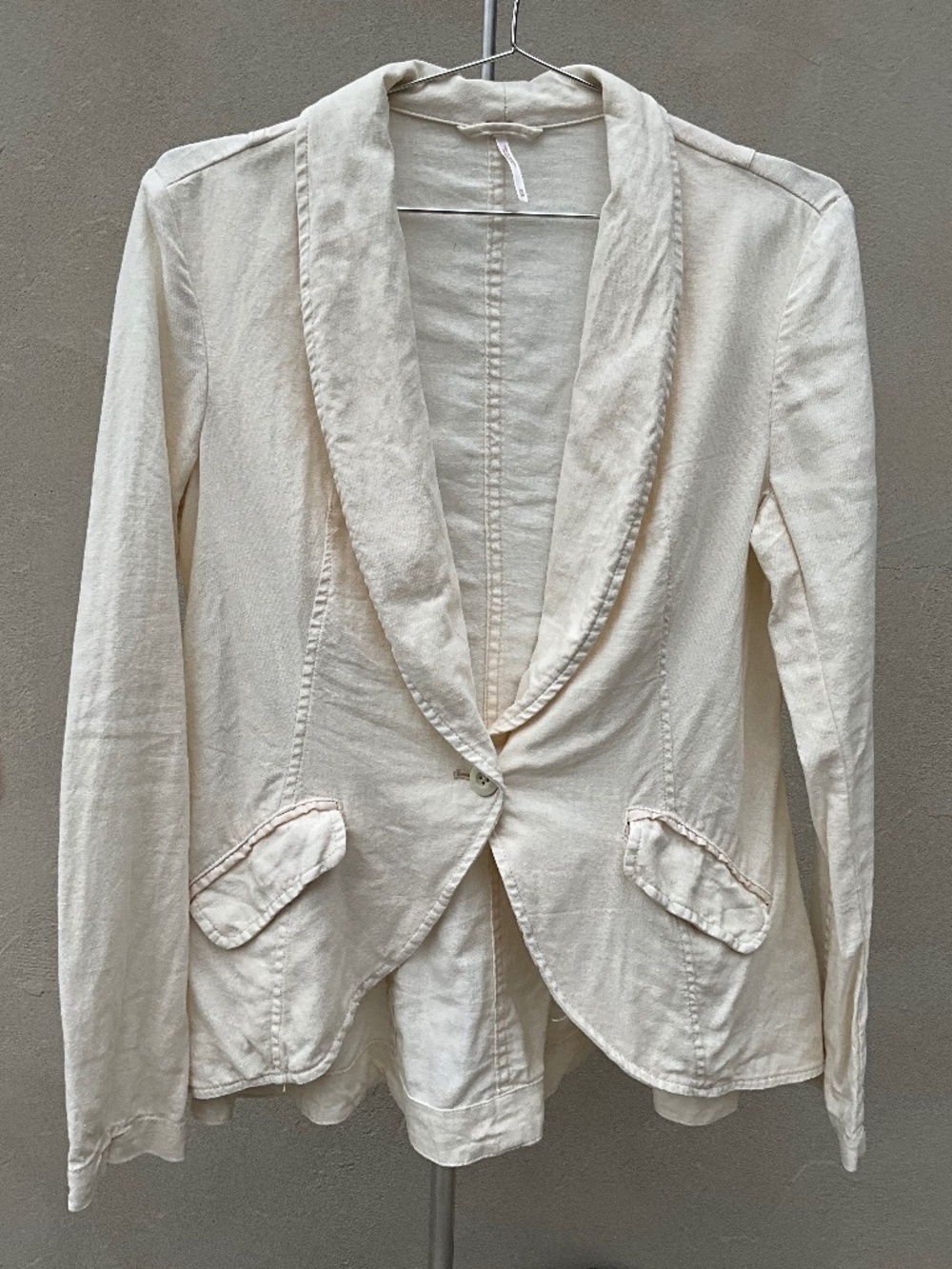 Free People Natural Linen Blend Relaxed Jacket Blazer